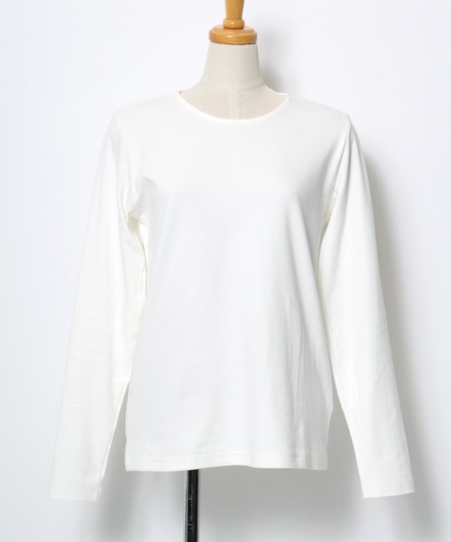 Salong hameu（サロン ハミュー）の「プレミアムコットンを使用した無地・ボーダー長袖Tシャツ/ロンT レディース（Tシャツ/カットソー・レディース・オフホワイト/ワイン系/ネイビー系/ブラック/ホワイト系/グリーン系/ベージュ系/ブラック系・M/L/LL）」の20枚目の写真