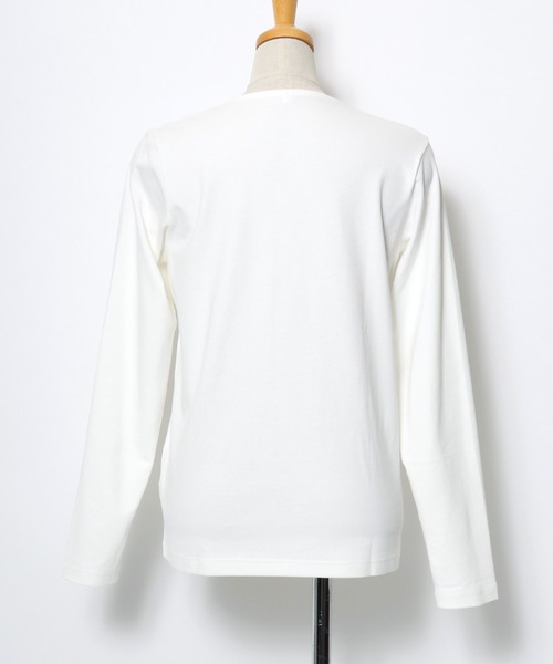 Salong hameu（サロン ハミュー）の「プレミアムコットンを使用した無地・ボーダー長袖Tシャツ/ロンT レディース（Tシャツ/カットソー・レディース・オフホワイト/ワイン系/ネイビー系/ブラック/ホワイト系/グリーン系/ベージュ系/ブラック系・M/L/LL）」の18枚目の写真