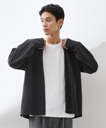 THE SHOP TK  | 【セットでお買い得！】モールニットカーディガン＋長袖Tシャツ　洗濯機OK/吸水速乾・毛玉になりにくい（Tシャツのみ）(カーディガン/ボレロ)