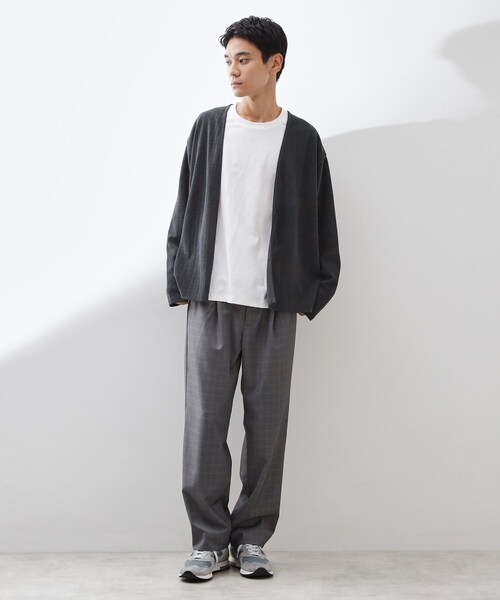 THE SHOP TK （ザ ショップ ティーケー ）の「【セットでお買い得！】モールニットカーディガン＋長袖Tシャツ　洗濯機OK/吸水速乾・毛玉になりにくい（Tシャツのみ）（カーディガン/ボレロ・メンズ・ナチュラル/ダークグレー/ネイビー/ボルドー・02/03/04）」の10枚目の写真