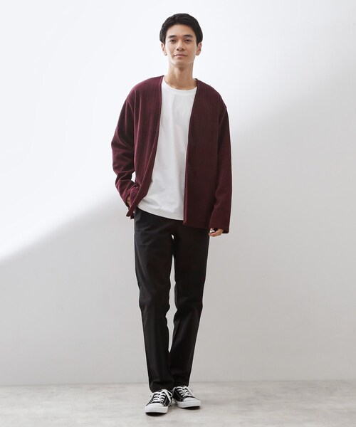 THE SHOP TK （ザ ショップ ティーケー ）の「【セットでお買い得！】モールニットカーディガン＋長袖Tシャツ　洗濯機OK/吸水速乾・毛玉になりにくい（Tシャツのみ）（カーディガン/ボレロ・メンズ・ナチュラル/ダークグレー/ネイビー/ボルドー・02/03/04）」の14枚目の写真