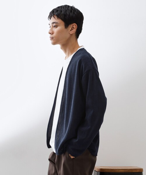 THE SHOP TK （ザ ショップ ティーケー ）の「【セットでお買い得！】モールニットカーディガン＋長袖Tシャツ　洗濯機OK/吸水速乾・毛玉になりにくい（Tシャツのみ）（カーディガン/ボレロ・メンズ・ナチュラル/ダークグレー/ネイビー/ボルドー・02/03/04）」の16枚目の写真