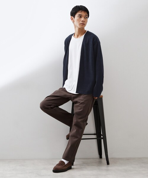 THE SHOP TK （ザ ショップ ティーケー ）の「【セットでお買い得！】モールニットカーディガン＋長袖Tシャツ　洗濯機OK/吸水速乾・毛玉になりにくい（Tシャツのみ）（カーディガン/ボレロ・メンズ・ナチュラル/ダークグレー/ネイビー/ボルドー・02/03/04）」の18枚目の写真