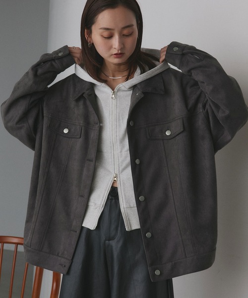 ad thie(アドティエ)の「オーバーシルエット スエードジャケット(ブルゾン・レディース・ベージュ/チャコール/キャメル/ダークブラウン・FREE)」の15枚目の写真