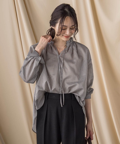 LAUTREAMONT(ロートレアモン)の「後染めボイルシアーフリルブラウス≪洗濯機で洗える≫(シャツ/ブラウス・レディース・ブラウン系その他/ブラック/ベージュ系その他・9号)」の16枚目の写真