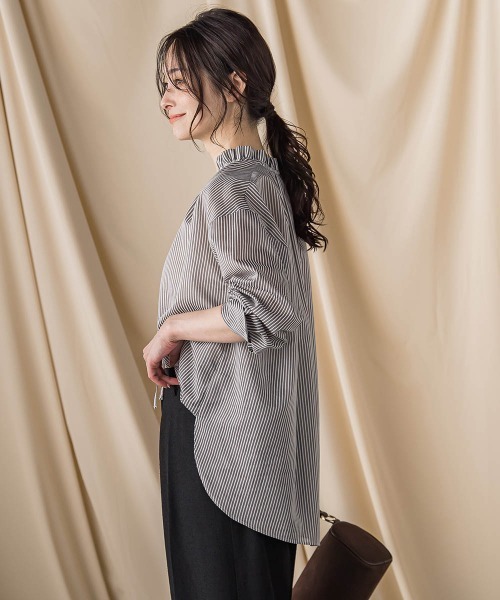 LAUTREAMONT(ロートレアモン)の「後染めボイルシアーフリルブラウス≪洗濯機で洗える≫(シャツ/ブラウス・レディース・ブラウン系その他/ブラック/ベージュ系その他・9号)」の17枚目の写真