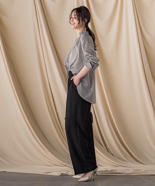LAUTREAMONT(ロートレアモン)の「後染めボイルシアーフリルブラウス≪洗濯機で洗える≫(シャツ/ブラウス・レディース・ブラウン系その他/ブラック/ベージュ系その他・9号)」の4枚目の写真