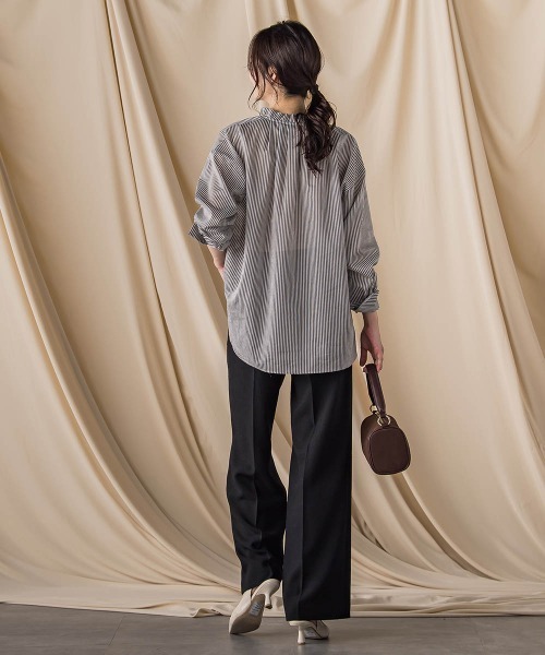 セール】後染めボイルシアーフリルブラウス≪洗濯機で洗える≫（シャツ