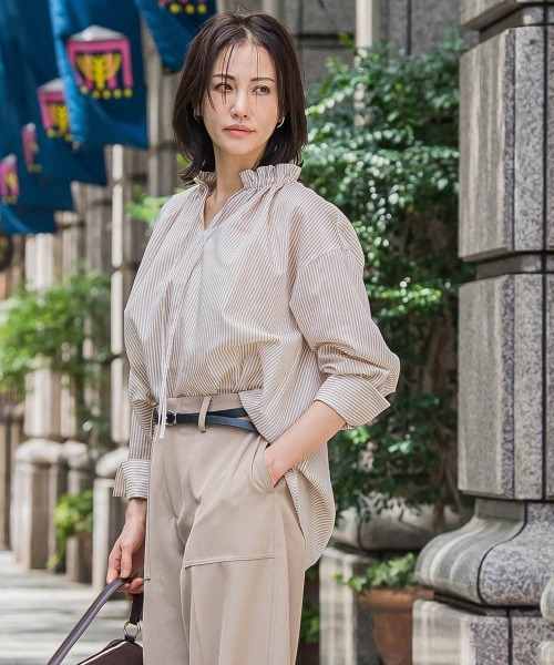 セール】後染めボイルシアーフリルブラウス≪洗濯機で洗える≫（シャツ