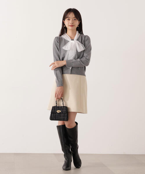 PROPORTION BODY DRESSING（プロポーションボディドレッシング）の「【青島心さん着用】＜Ｅ＞台形ミニスカート / 1215227101（スカート・レディース・オフホワイト/ブラック系その他/ブラック・MEDIUM/SMALL）」の4枚目の写真