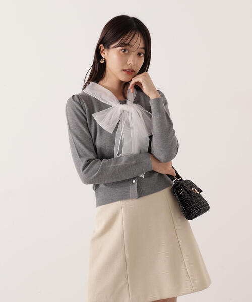 PROPORTION BODY DRESSING（プロポーションボディドレッシング）の「【青島心さん着用】＜Ｅ＞台形ミニスカート / 1215227101（スカート・レディース・オフホワイト/ブラック系その他/ブラック・MEDIUM/SMALL）」の5枚目の写真