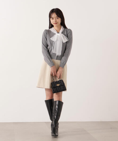 PROPORTION BODY DRESSING（プロポーションボディドレッシング）の「【青島心さん着用】＜Ｅ＞台形ミニスカート / 1215227101（スカート・レディース・オフホワイト/ブラック系その他/ブラック・MEDIUM/SMALL）」の6枚目の写真