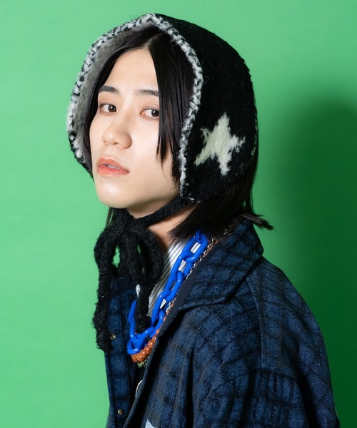 an meets zakka スターポイントリバーシブルファー混ニットボンネット