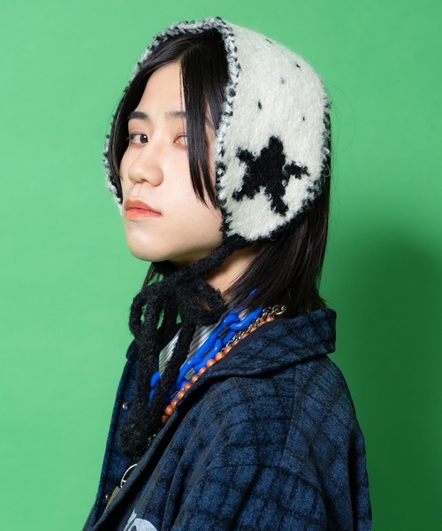 an meets zakka スターポイントリバーシブルファー混ニットボンネット