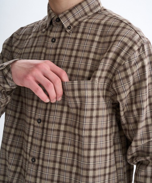 ELEMENT（エレメント）の「ELEMENT メンズ BUTTON DOWN REGULAR FLANNEL 長袖シャツ 【2025年秋冬モデル】 @autumn/エレメントボタンダウン長袖シャツ（シャツ/ブラウス・メンズ・ブラウン系その他/ブルー系その他・LARGE/X-LARGE/MEDIUM）」の4枚目の写真