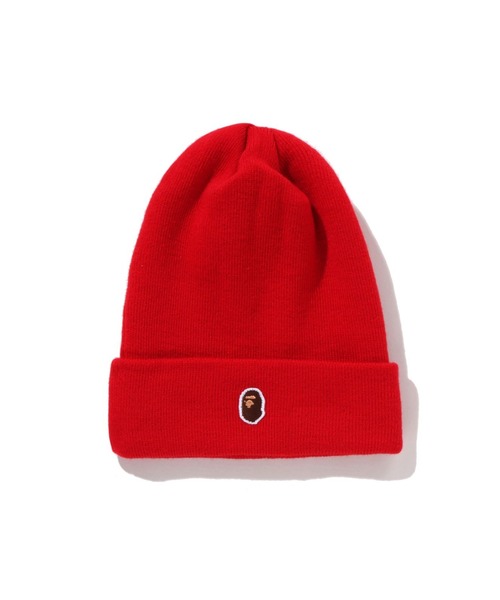 A BATHING APE(アベイシングエイプ)の「APE HEAD ONE POINT NEW ERA KNIT CAP(ニットキャップ/ビーニー・メンズ・ピンク/レッド/ベージュ/ブラック・FREE)」の1枚目の写真