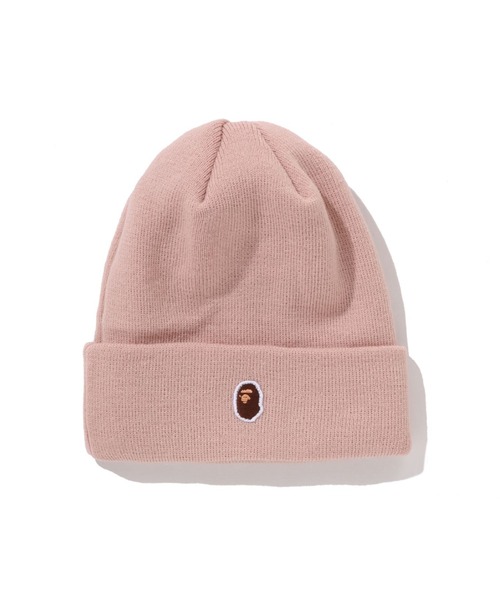 A BATHING APE(アベイシングエイプ)の「APE HEAD ONE POINT NEW ERA KNIT CAP(ニットキャップ/ビーニー・メンズ・ピンク/レッド/ベージュ/ブラック・FREE)」の4枚目の写真