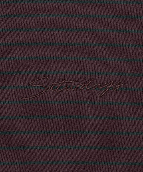 Saturdays NYC(サタデーズ ニューヨークシティ )の「Ryo Stripe Half Zip Polo Sweatshirt(Tシャツ/カットソー・メンズ・ブラック/ワイン・L/M/S/XL)」の14枚目の写真
