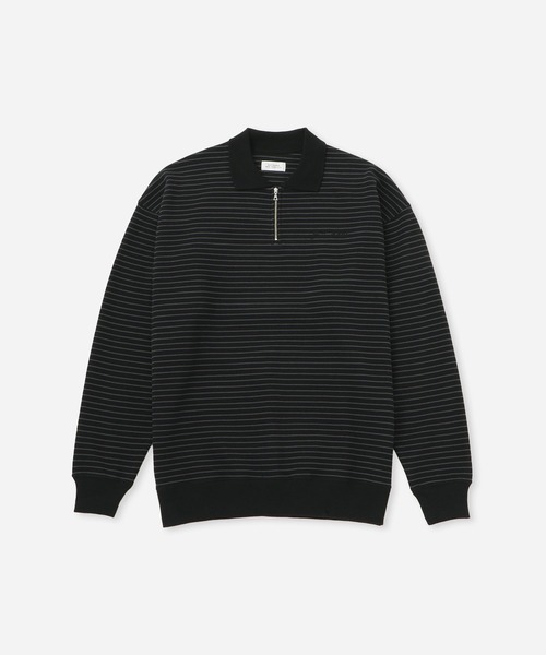 Saturdays NYC(サタデーズ ニューヨークシティ )の「Ryo Stripe Half Zip Polo Sweatshirt(Tシャツ/カットソー・メンズ・ブラック/ワイン・L/M/S/XL)」の18枚目の写真