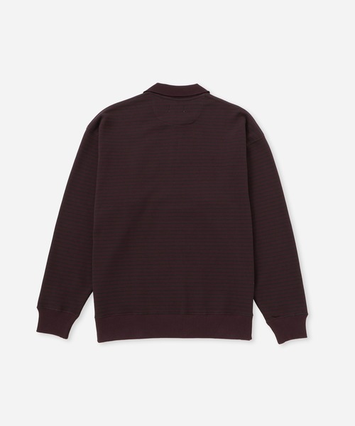 Saturdays NYC(サタデーズ ニューヨークシティ )の「Ryo Stripe Half Zip Polo Sweatshirt(Tシャツ/カットソー・メンズ・ブラック/ワイン・L/M/S/XL)」の6枚目の写真