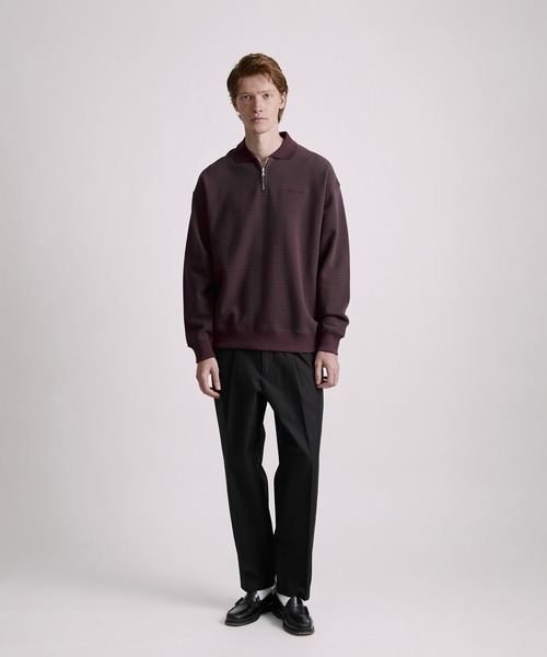Saturdays NYC(サタデーズ ニューヨークシティ )の「Ryo Stripe Half Zip Polo Sweatshirt(Tシャツ/カットソー・メンズ・ブラック/ワイン・L/M/S/XL)」の16枚目の写真