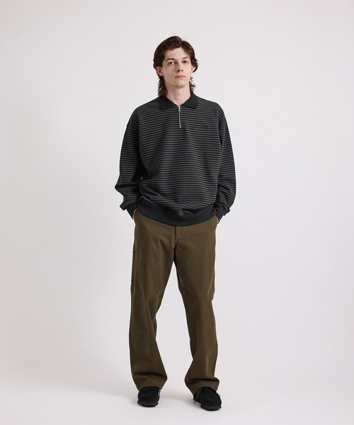 Saturdays NYC(サタデーズ ニューヨークシティ )の「Ryo Stripe Half Zip Polo Sweatshirt(Tシャツ/カットソー・メンズ・ブラック/ワイン・L/M/S/XL)」の19枚目の写真