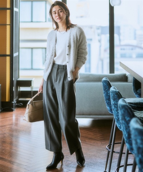 7days Life Styling(セブンデイズライフスタイリング)の「【選べる2タイプ】ウール調ふんわりジャージーパンツ (テーパード/ワイド)(スラックス・レディース・チャコールグレー/グレー系/ブラック/ブラック系・S/M/L/LL/3L/4L/5L/6L)」の14枚目の写真