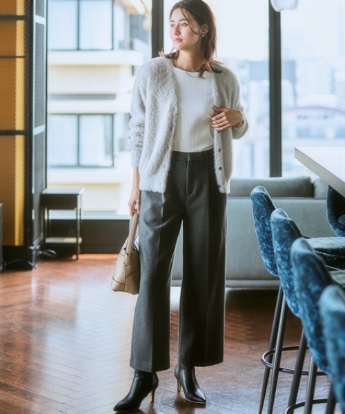 7days Life Styling(セブンデイズライフスタイリング)の「【選べる2タイプ】ウール調ふんわりジャージーパンツ (テーパード/ワイド)(スラックス・レディース・チャコールグレー/グレー系/ブラック/ブラック系・S/M/L/LL/3L/4L/5L/6L)」の15枚目の写真
