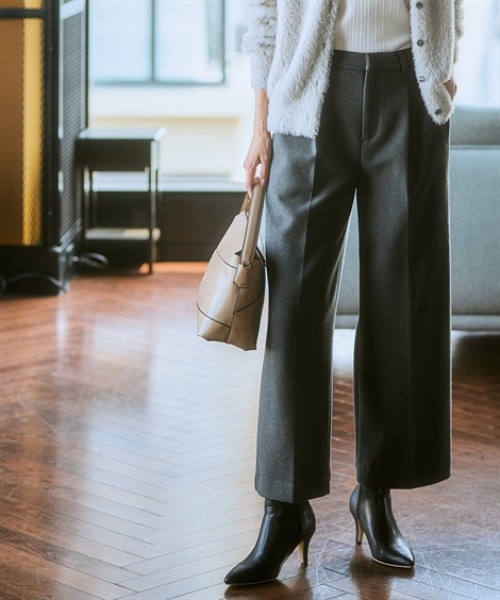 7days Life Styling(セブンデイズライフスタイリング)の「【選べる2タイプ】ウール調ふんわりジャージーパンツ (テーパード/ワイド)(スラックス・レディース・チャコールグレー/グレー系/ブラック/ブラック系・S/M/L/LL/3L/4L/5L/6L)」の16枚目の写真
