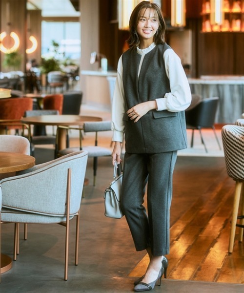 7days Life Styling(セブンデイズライフスタイリング)の「【選べる2タイプ】ウール調ふんわりジャージーパンツ (テーパード/ワイド)(スラックス・レディース・チャコールグレー/グレー系/ブラック/ブラック系・S/M/L/LL/3L/4L/5L/6L)」の5枚目の写真