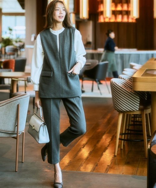 7days Life Styling(セブンデイズライフスタイリング)の「【選べる2タイプ】ウール調ふんわりジャージーパンツ (テーパード/ワイド)(スラックス・レディース・チャコールグレー/グレー系/ブラック/ブラック系・S/M/L/LL/3L/4L/5L/6L)」の7枚目の写真