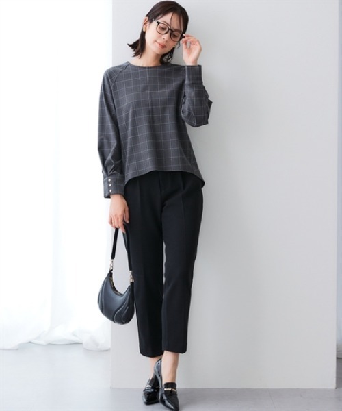 7days Life Styling(セブンデイズライフスタイリング)の「【選べる2タイプ】ウール調ふんわりジャージーパンツ (テーパード/ワイド)(スラックス・レディース・チャコールグレー/グレー系/ブラック/ブラック系・S/M/L/LL/3L/4L/5L/6L)」の8枚目の写真