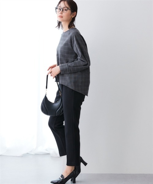 7days Life Styling(セブンデイズライフスタイリング)の「【選べる2タイプ】ウール調ふんわりジャージーパンツ (テーパード/ワイド)(スラックス・レディース・チャコールグレー/グレー系/ブラック/ブラック系・S/M/L/LL/3L/4L/5L/6L)」の9枚目の写真