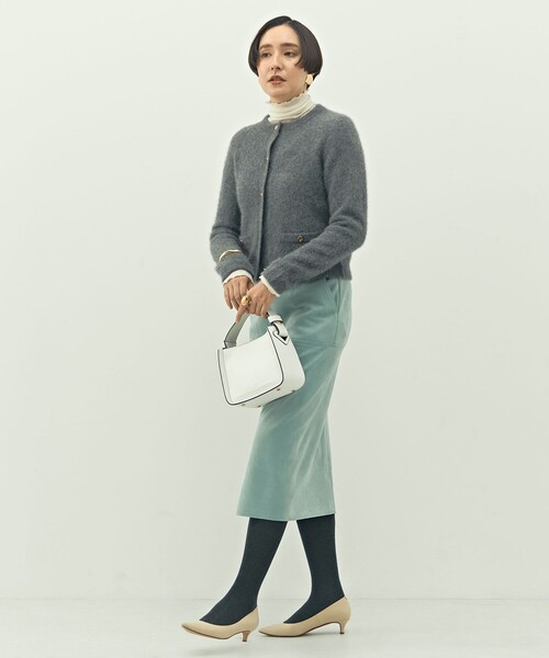 NOLLEY’S(ノーリーズ)の「ウォッシャブルストレッチスエード切替タイトスカート(スカート・レディース・ダークネイビー/ライトグリーン/カーキ・34/36/38/40)」の5枚目の写真