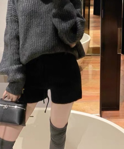 CELENA(セレナ)の「ウォームリブ・ニットショーツ(その他パンツ・レディース・ブラック/ホワイト/グレー/カーキ・FREE)」の22枚目の写真