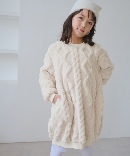 ROPE' PICNIC(ロペピクニック)の「【KIDS/キッズ】ケーブルボアワンピース(ワンピース・キッズ・ブラウン/キナリ・120/130/140/150)」の2枚目の写真