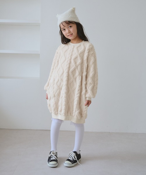 ROPE' PICNIC(ロペピクニック)の「【KIDS/キッズ】ケーブルボアワンピース(ワンピース・キッズ・ブラウン/キナリ・120/130/140/150)」の4枚目の写真