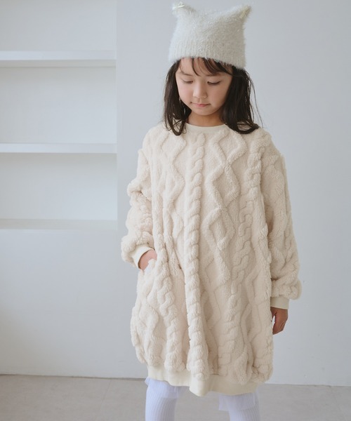 ROPE' PICNIC(ロペピクニック)の「【KIDS/キッズ】ケーブルボアワンピース(ワンピース・キッズ・ブラウン/キナリ・120/130/140/150)」の6枚目の写真