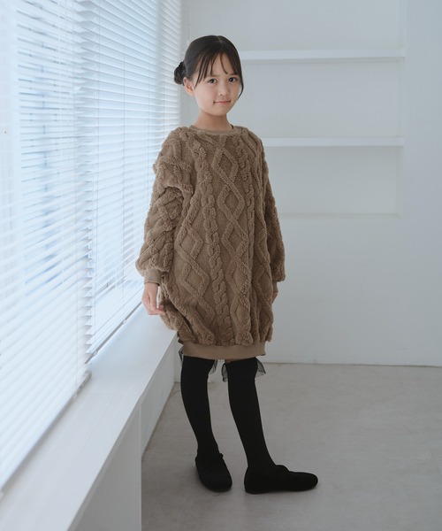 ROPE' PICNIC(ロペピクニック)の「【KIDS/キッズ】ケーブルボアワンピース(ワンピース・キッズ・ブラウン/キナリ・120/130/140/150)」の7枚目の写真