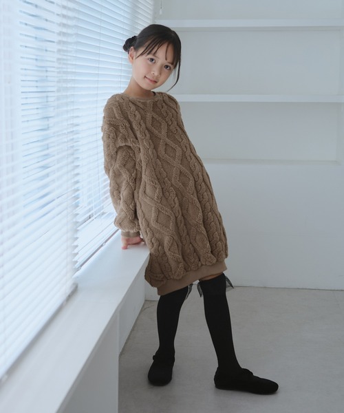 ROPE' PICNIC(ロペピクニック)の「【KIDS/キッズ】ケーブルボアワンピース(ワンピース・キッズ・ブラウン/キナリ・120/130/140/150)」の8枚目の写真