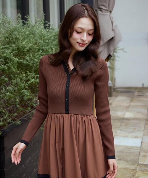 配色ニットドッキングワンピース（ワンピース）｜AND COUTURE（アンド