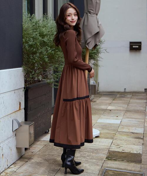 配色ニットドッキングワンピース（ワンピース）｜AND COUTURE（アンド