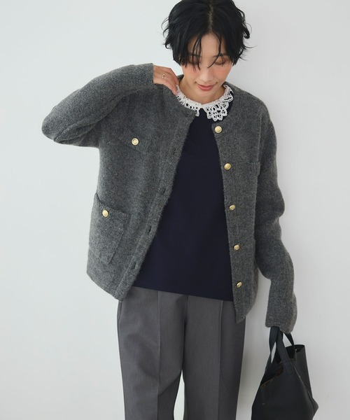 CROSS FUNCTION（クロスファンクション）の「《抗菌防臭》サマ美え 金釦ニットジャケット【CROSS FUNCTION/クロスファンクション】（カーディガン/ボレロ・レディース・ブラック/チャコールグレー・L/M/LL）」の13枚目の写真