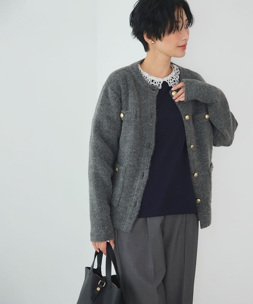 CROSS FUNCTION（クロスファンクション）の「《抗菌防臭》サマ美え 金釦ニットジャケット【CROSS FUNCTION/クロスファンクション】（カーディガン/ボレロ・レディース・ブラック/チャコールグレー・L/M/LL）」の14枚目の写真