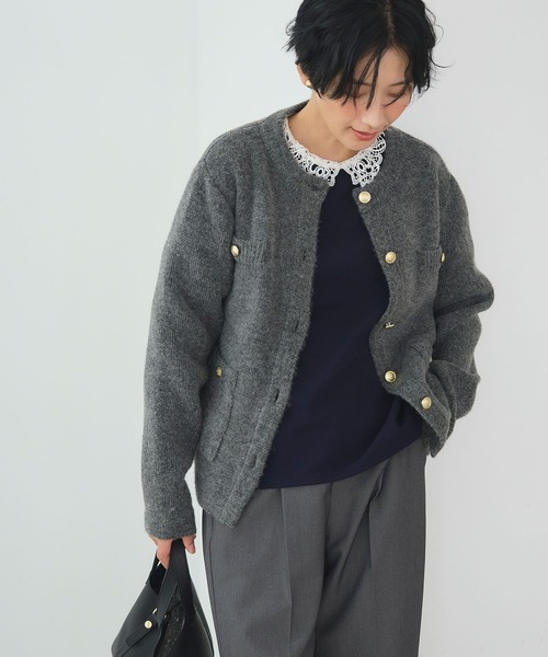 CROSS FUNCTION（クロスファンクション）の「《抗菌防臭》サマ美え 金釦ニットジャケット【CROSS FUNCTION/クロスファンクション】（カーディガン/ボレロ・レディース・ブラック/チャコールグレー・L/M/LL）」の15枚目の写真