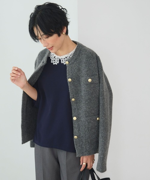 CROSS FUNCTION（クロスファンクション）の「《抗菌防臭》サマ美え 金釦ニットジャケット【CROSS FUNCTION/クロスファンクション】（カーディガン/ボレロ・レディース・ブラック/チャコールグレー・L/M/LL）」の18枚目の写真