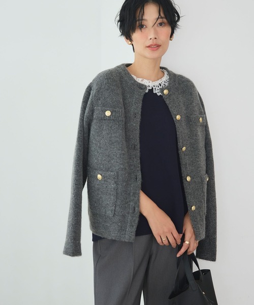 CROSS FUNCTION（クロスファンクション）の「《抗菌防臭》サマ美え 金釦ニットジャケット【CROSS FUNCTION/クロスファンクション】（カーディガン/ボレロ・レディース・ブラック/チャコールグレー・L/M/LL）」の19枚目の写真