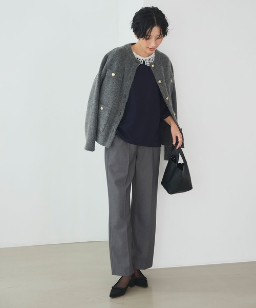 CROSS FUNCTION（クロスファンクション）の「《抗菌防臭》サマ美え 金釦ニットジャケット【CROSS FUNCTION/クロスファンクション】（カーディガン/ボレロ・レディース・ブラック/チャコールグレー・L/M/LL）」の22枚目の写真