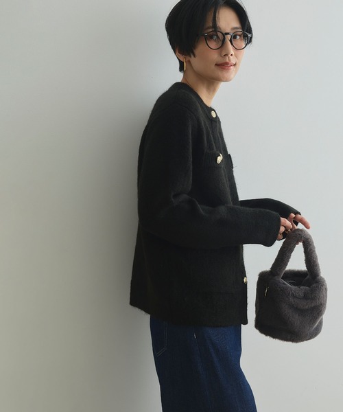 CROSS FUNCTION（クロスファンクション）の「《抗菌防臭》サマ美え 金釦ニットジャケット【CROSS FUNCTION/クロスファンクション】（カーディガン/ボレロ・レディース・ブラック/チャコールグレー・L/M/LL）」の8枚目の写真