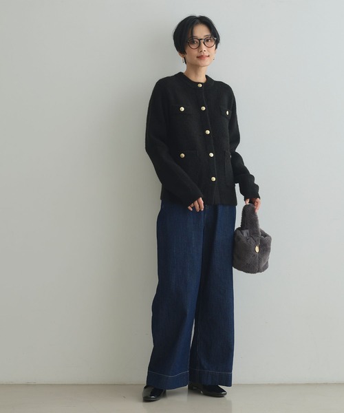 CROSS FUNCTION（クロスファンクション）の「《抗菌防臭》サマ美え 金釦ニットジャケット【CROSS FUNCTION/クロスファンクション】（カーディガン/ボレロ・レディース・ブラック/チャコールグレー・L/M/LL）」の9枚目の写真